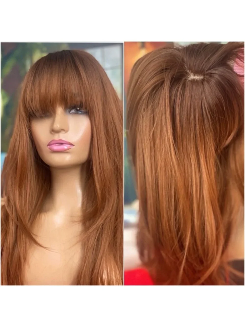 BACK IN Long ginger redhead wig with bangs